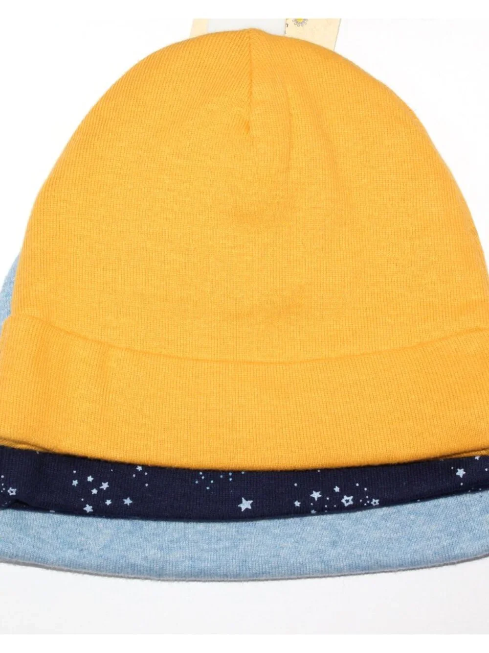 Just Born Baby Boys' 4-pk 100% Organic Cotton Solid Stripes Printed Baby Caps
